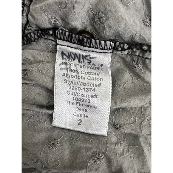 Current Elliott Florence Grey babydoll Mini Dress Eyelet Size 2 Grunge Neutral‎ - Picture 8 of 11